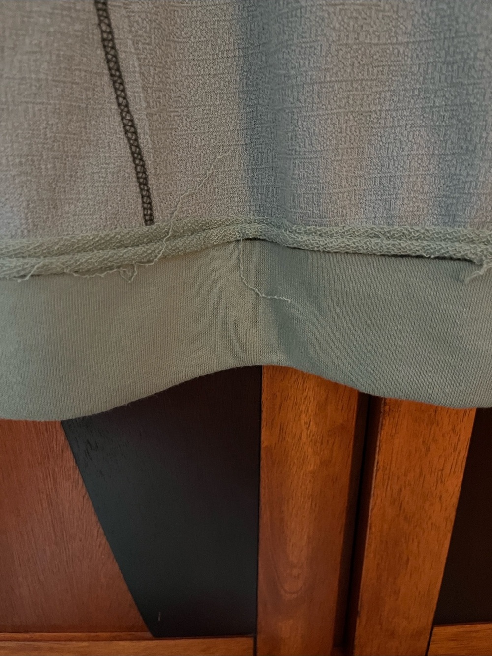 🦀BiBi Sage Green Pullover Top w/Decorative Black Stitching & Front Notched Hem - Picture 8 of 8